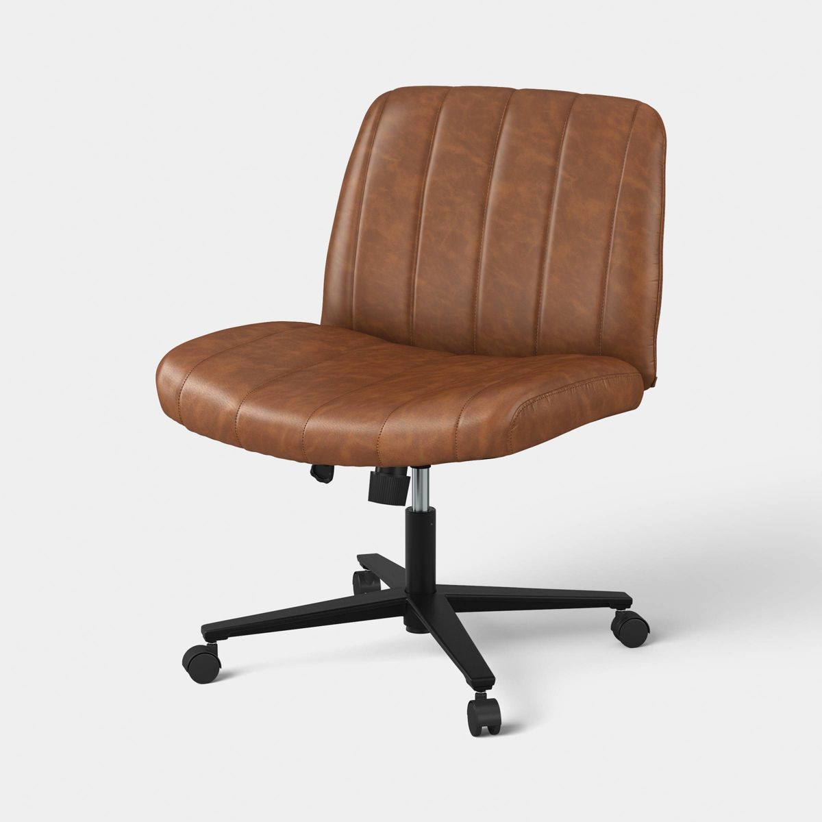 Upholstered Criss Cross Armless Office Chair Brown - Room Essentials