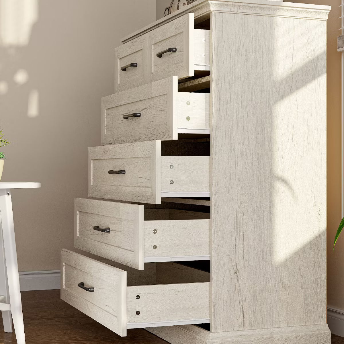 Vintage Dresser 6-Drawer Chest,2 Small Top Drawers + 4 Large Drawers