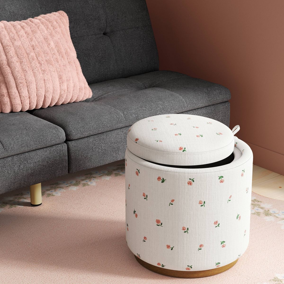 Round Upholstered Storage Ottoman - Room Essentials™