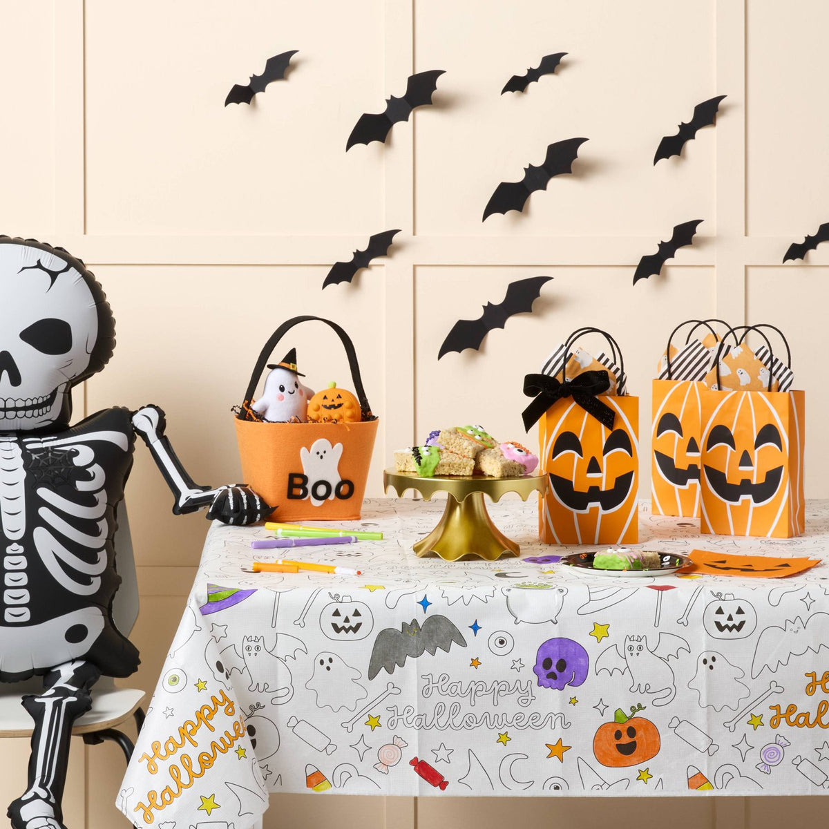 Halloween Color Your Own Table Cover Disposable White - image 2
