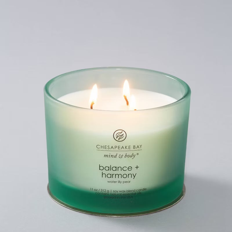 Balance and Harmony Mind and Body Frosted Glass Lidded Jar Candle