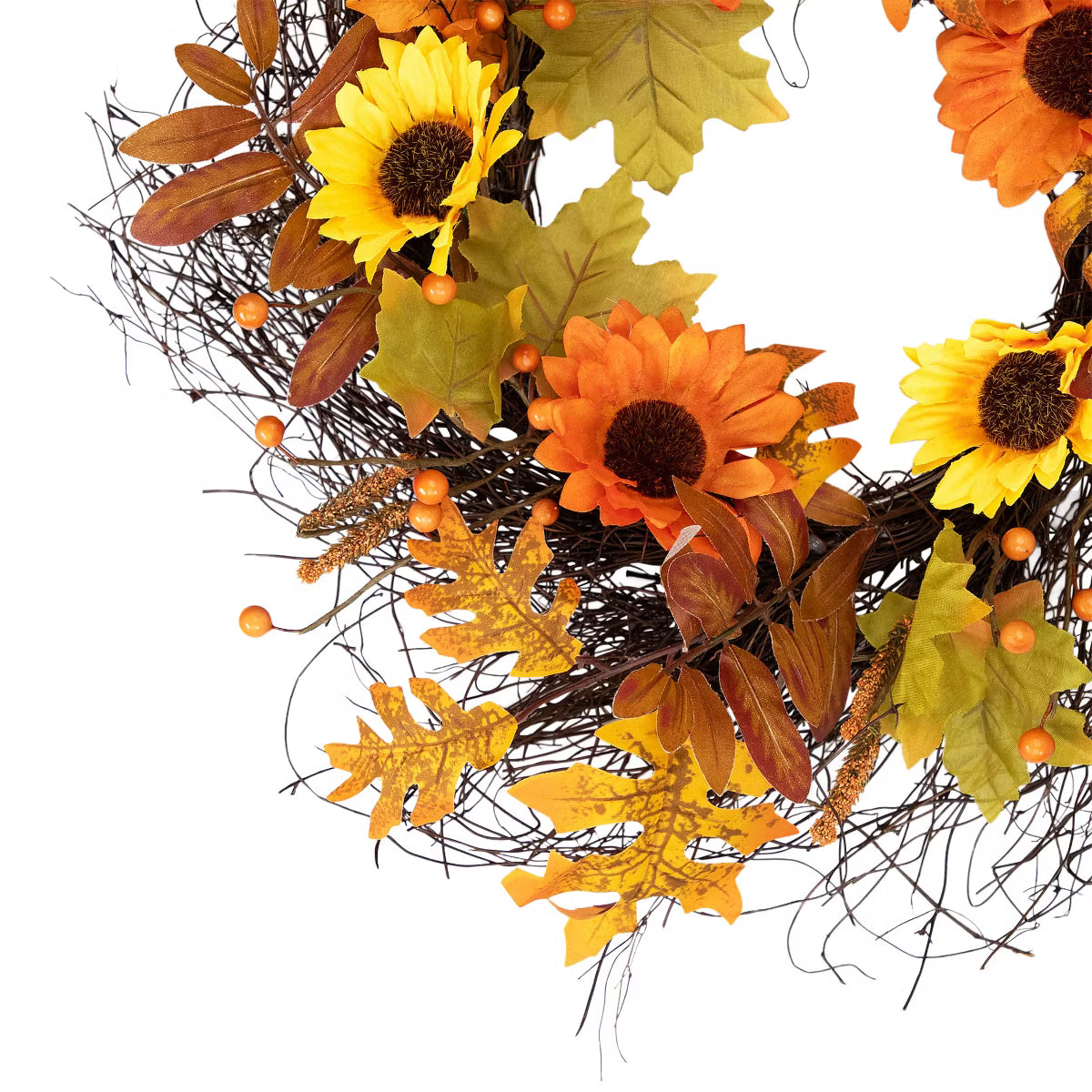 Small Artificial Fall Harvest Twig Wreath - 20"