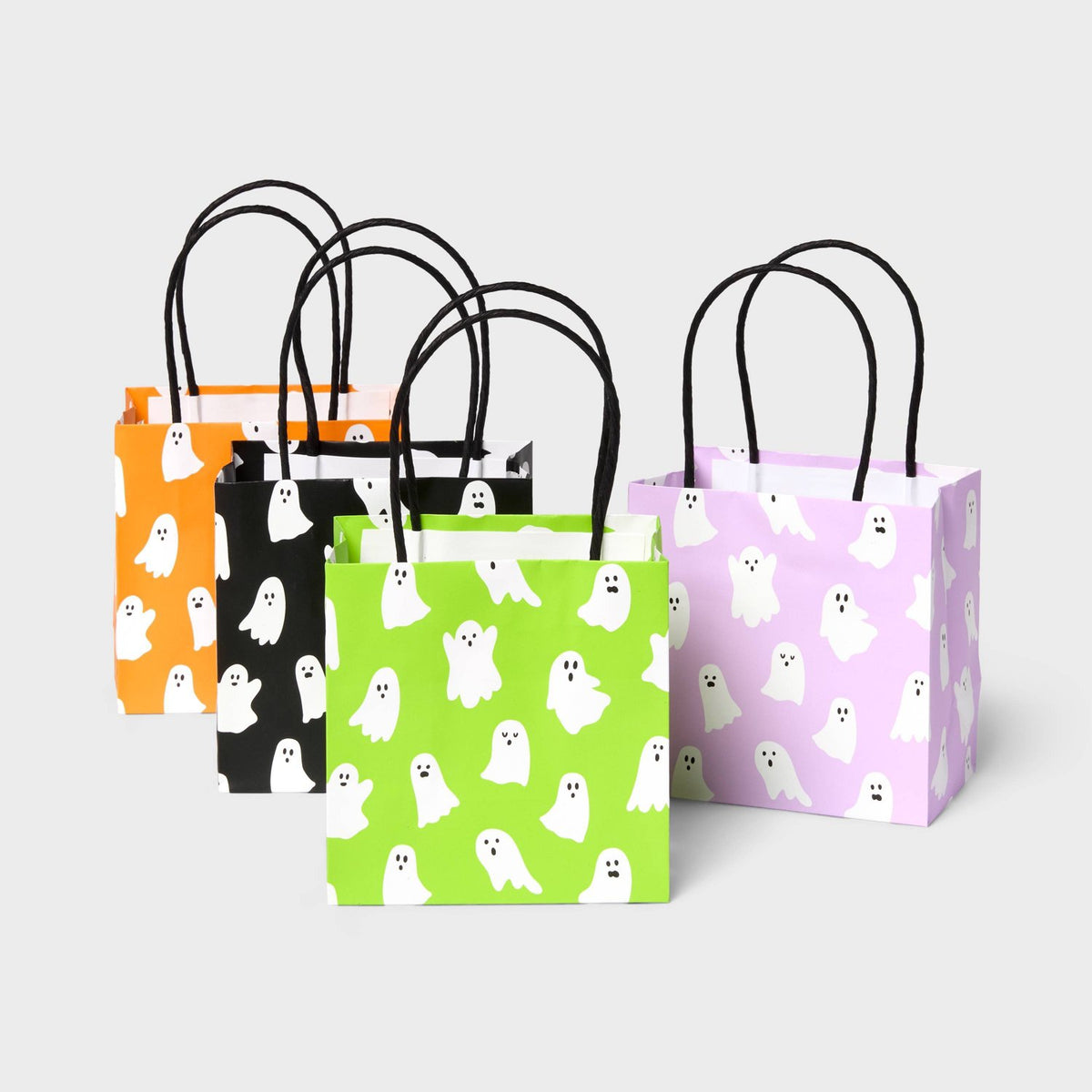 4pk XS Square Ghost Halloween Gift Bags Colorful - image 1