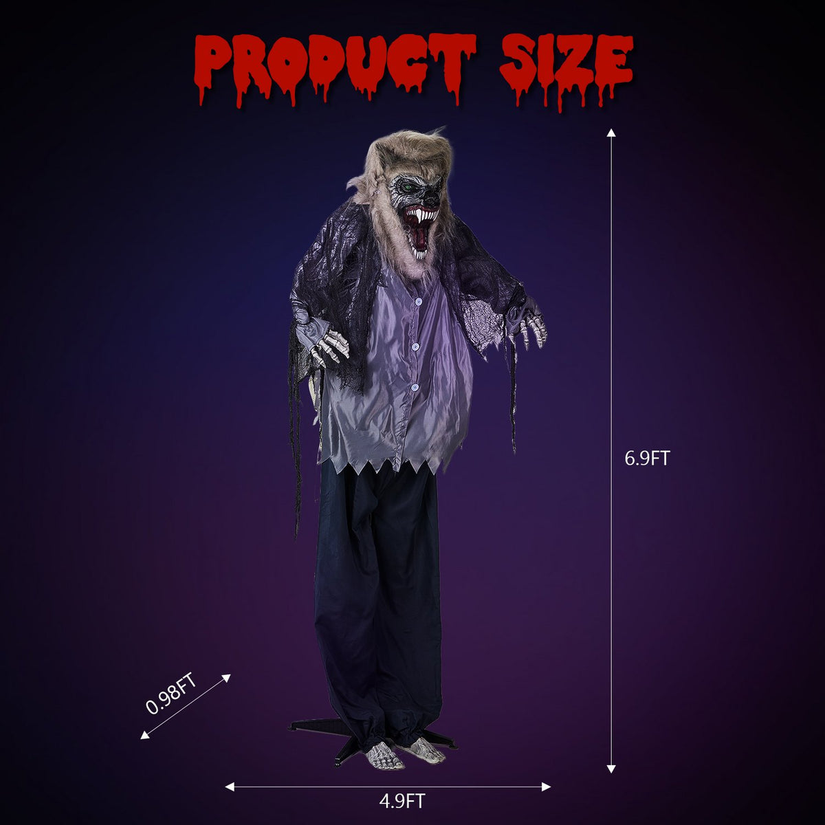 6.9-Foot Standing Werewolf Halloween Decoration - image 3