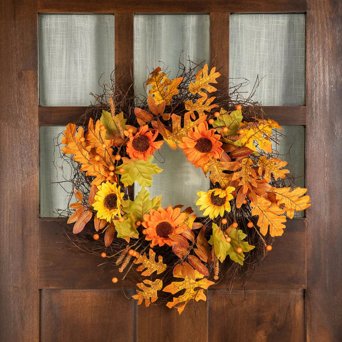 Small Artificial Fall Harvest Twig Wreath - 20"