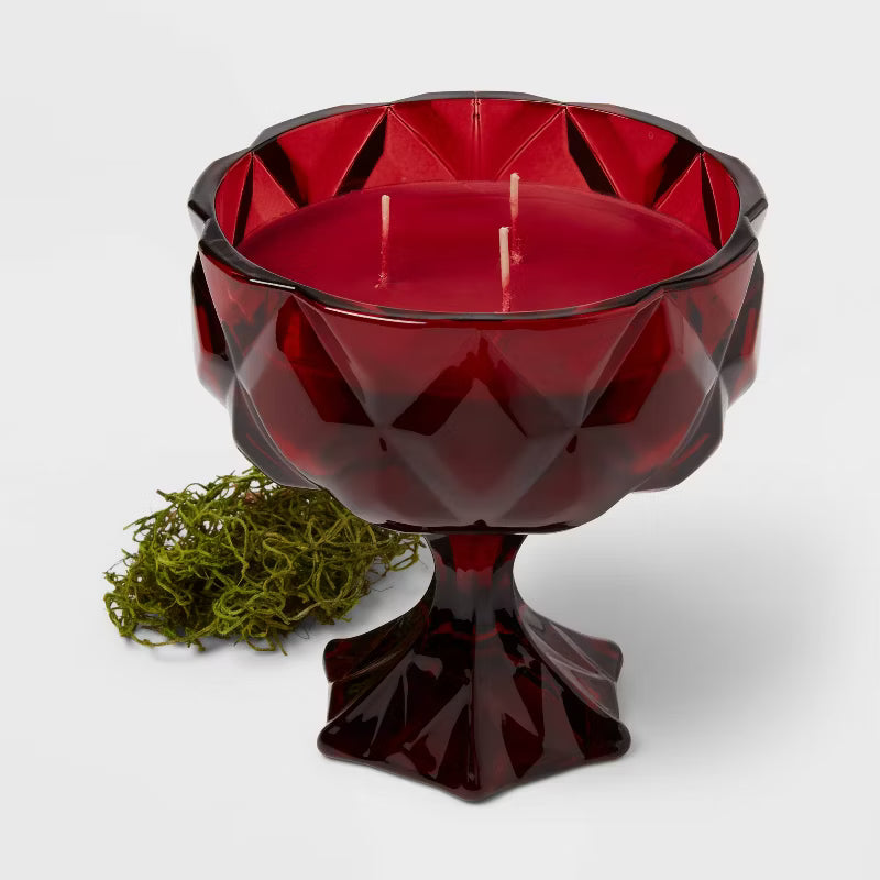 14.5oz Faceted Coup Haunt Couture Glass Filled Red Wax Candle