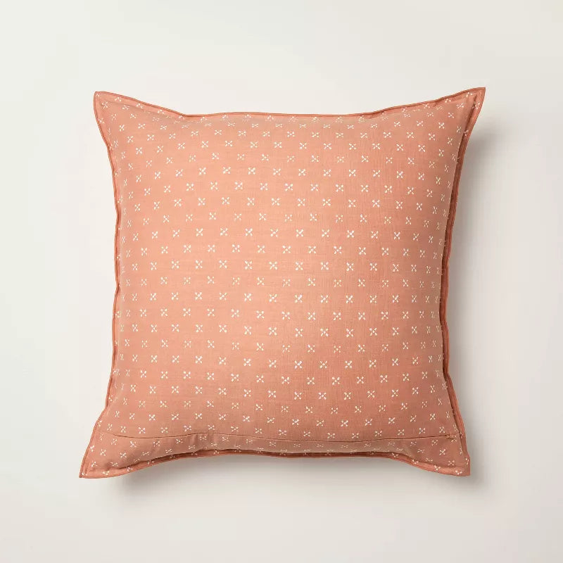 Rust Block Pattern Euro Square Throw Pillow