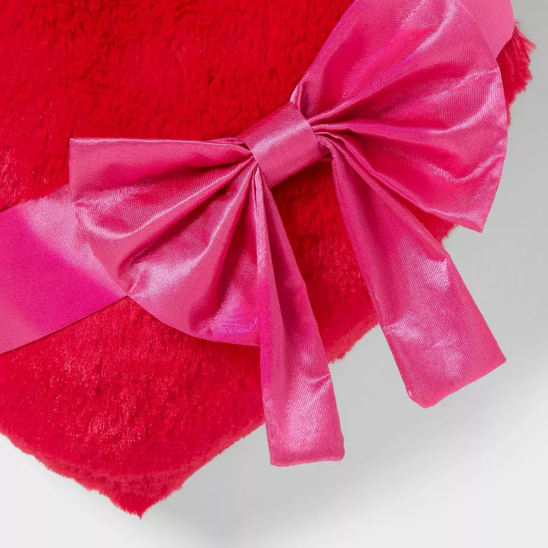 Valentine's Day Small Giftable Heart Pillow with Bow White