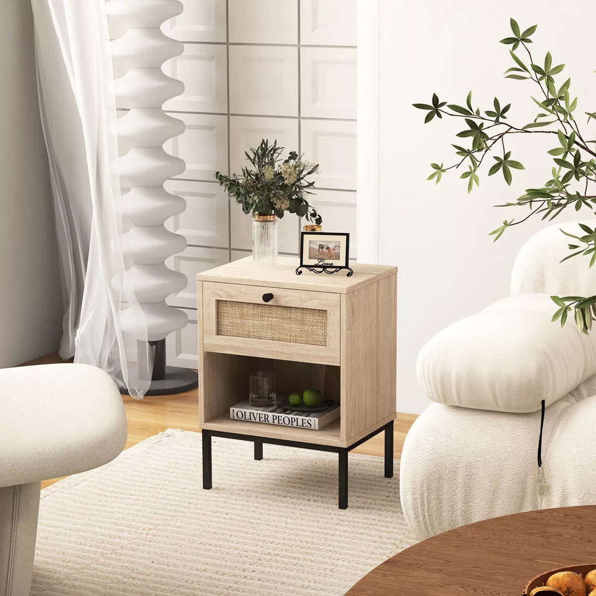 2PCS Rattan Nightstand