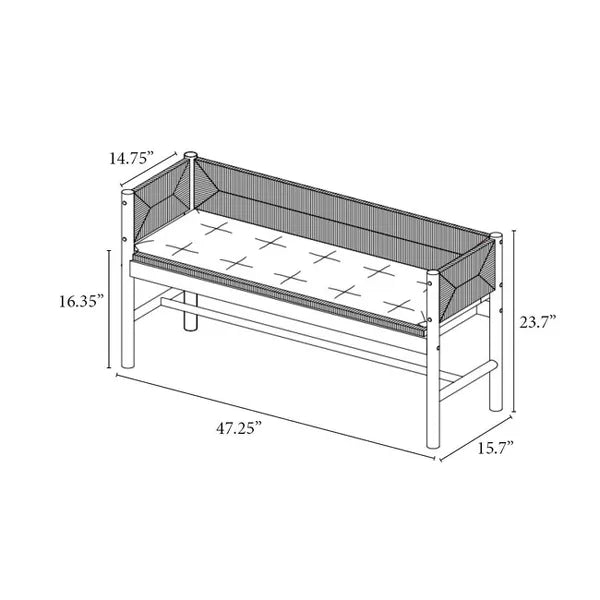 Wood Bench with Woven Back