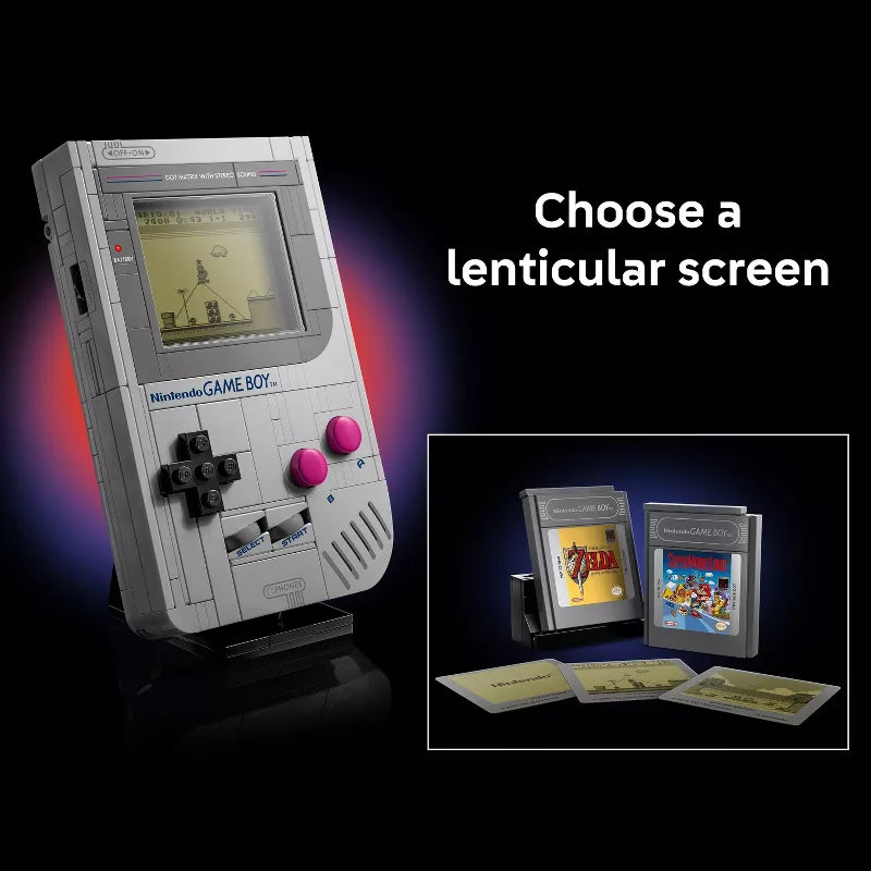 Nintendo Game Boy with lenticular screen feature on a dark background