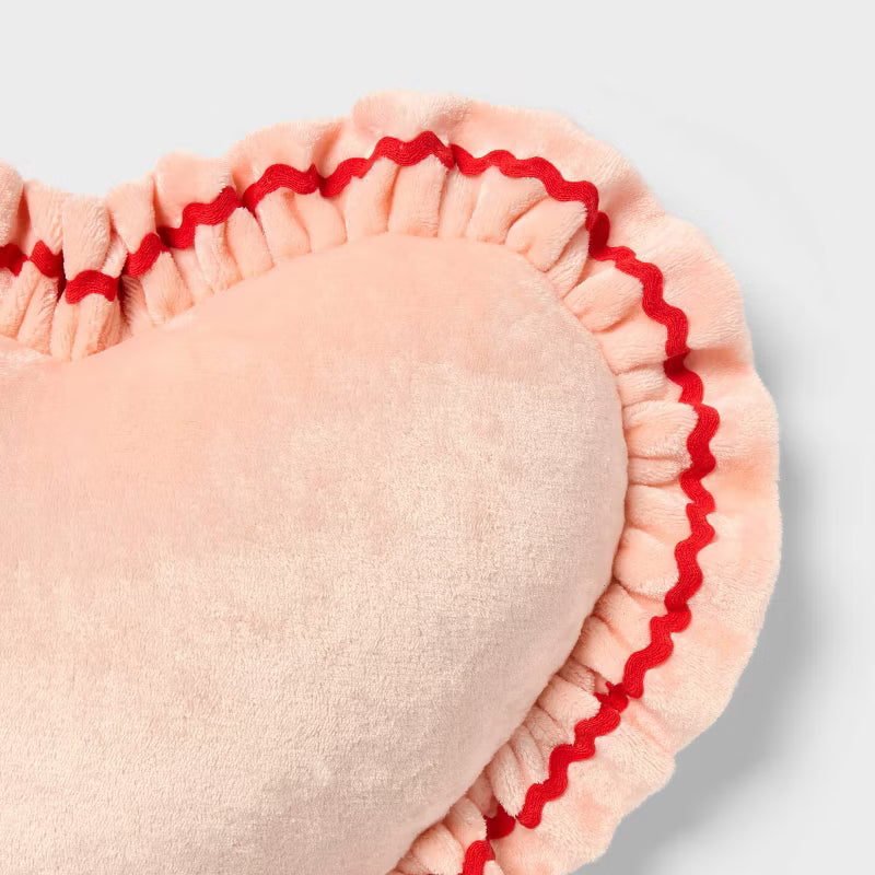 Velvet Ruffle Heart Kids' Novelty Plush Pillow