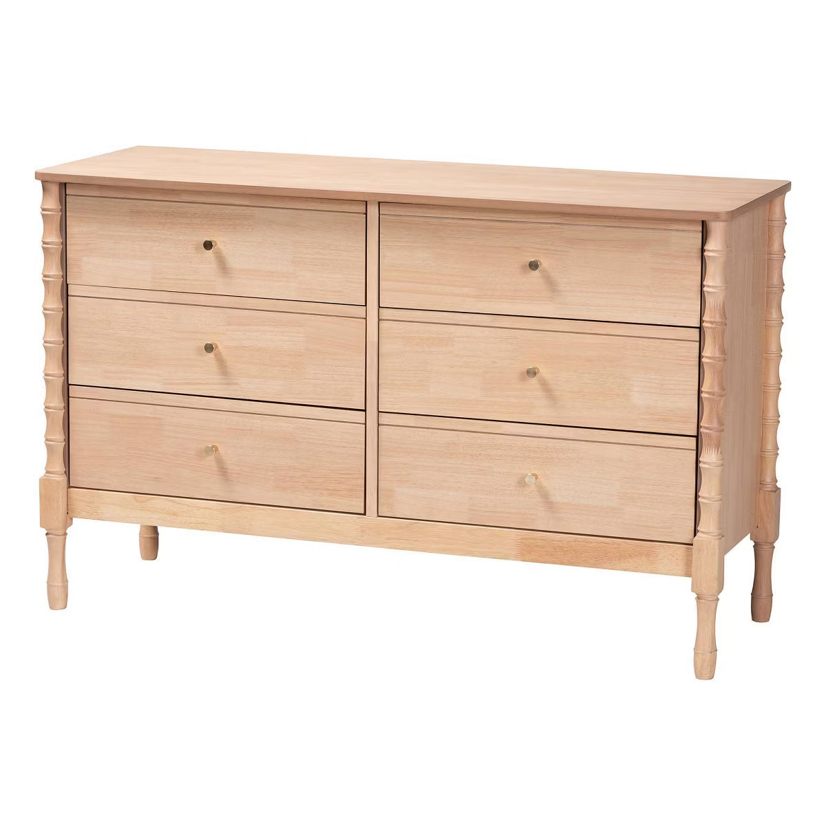 Laurent Dresser 6 Drawer Bedroom Organizer Beech Brown