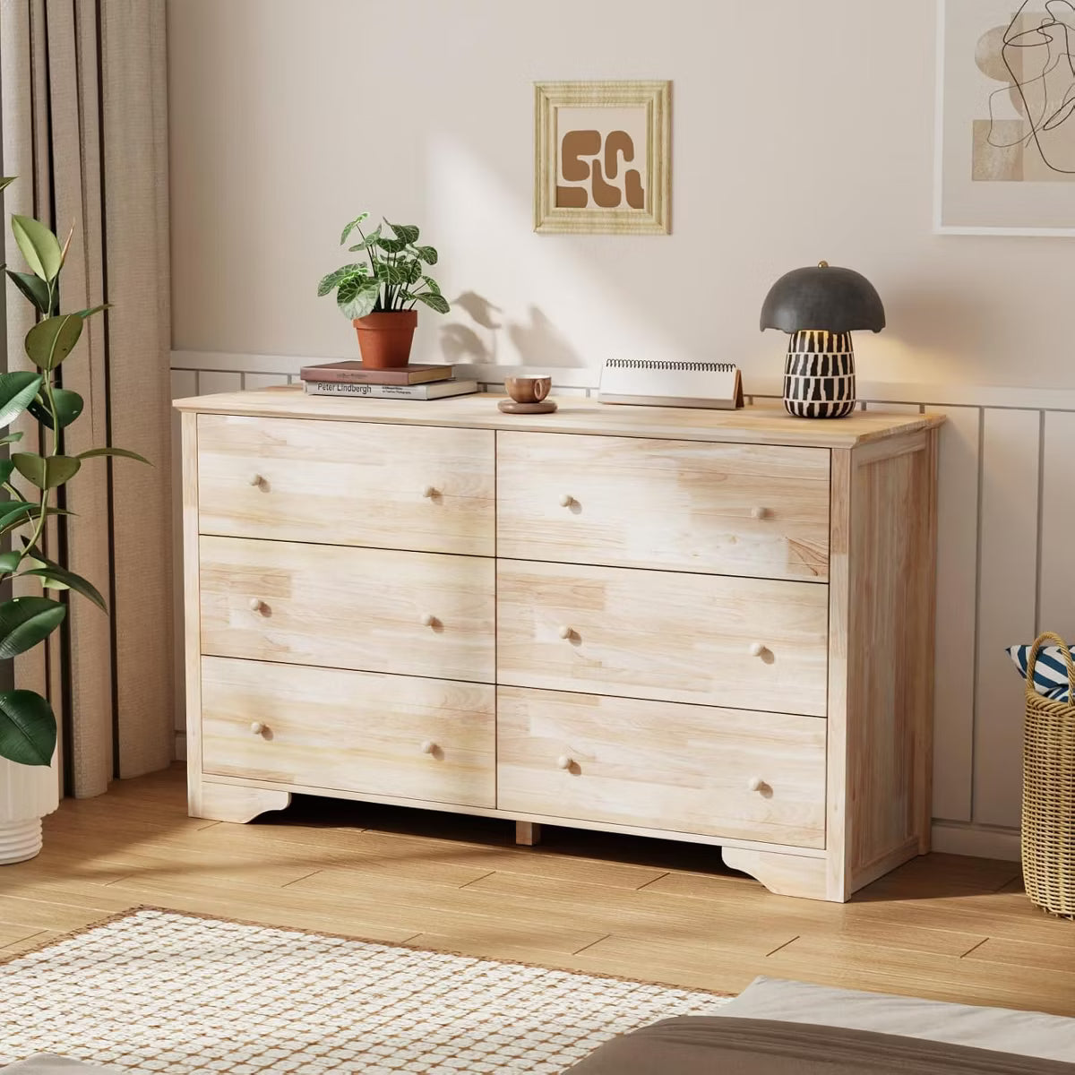 57" Unfinished Solid Wood Dresser for Color DIY