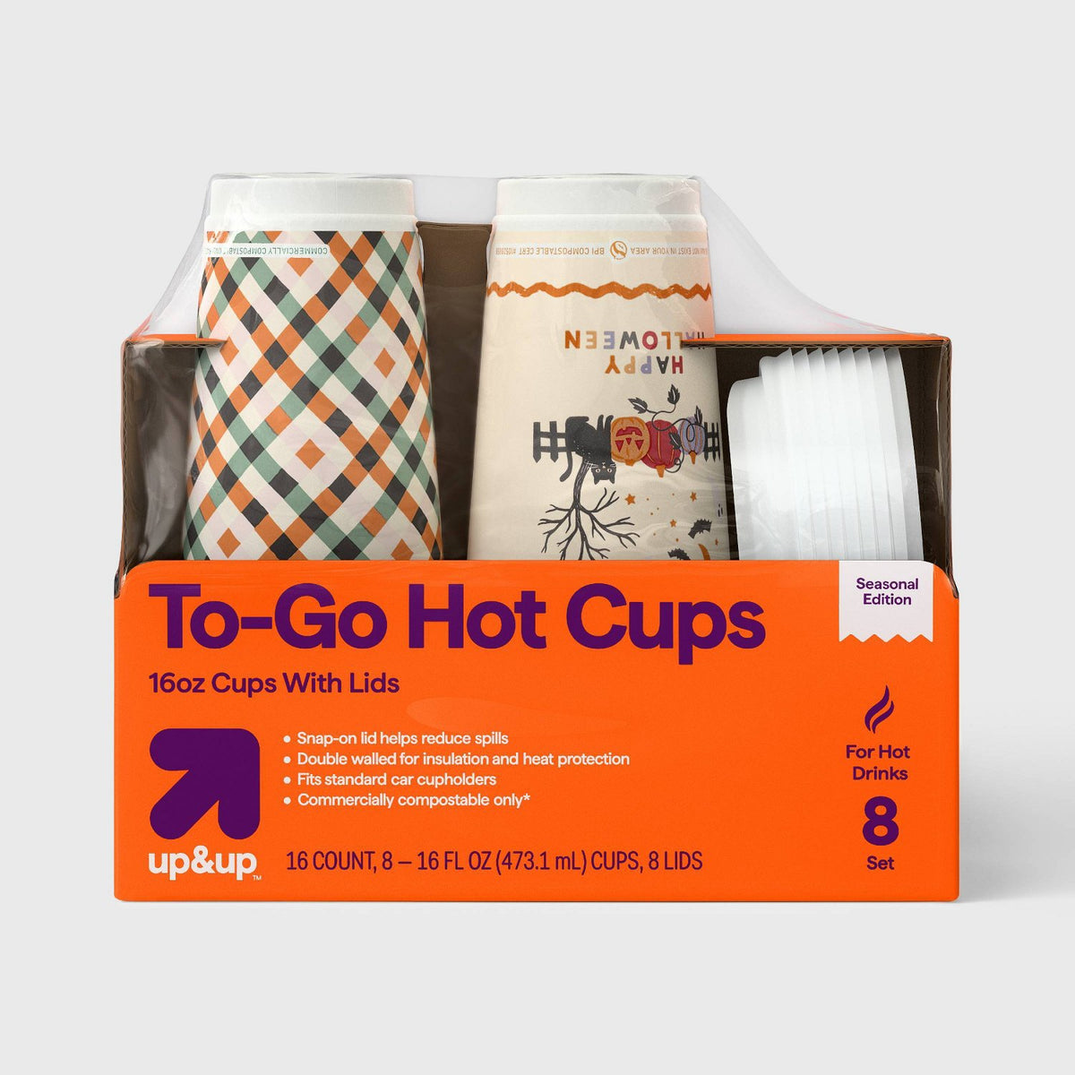 Halloween Disposable Hot Cups - 16oz/8ct - image 1