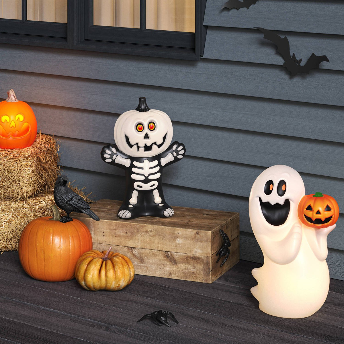 17.9 Inch Ghost with Jack-O'-Lantern Blow Mold Halloween Prop, White - image 2