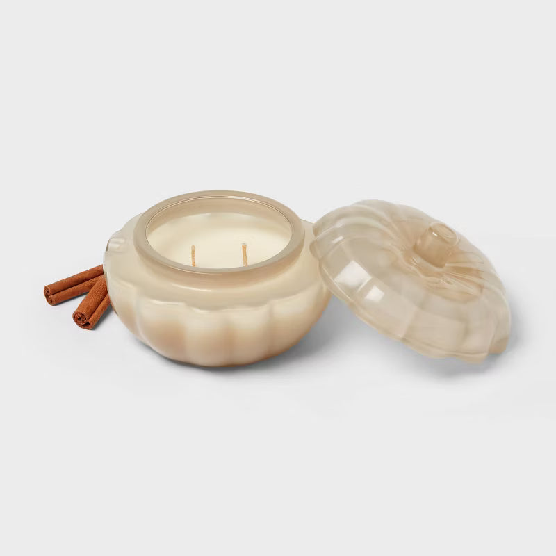 Lidded Glass Pumpkin Jar Candle Vanilla Pumpkin