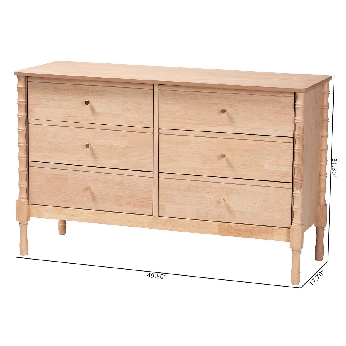Laurent Dresser 6 Drawer Bedroom Organizer Beech Brown