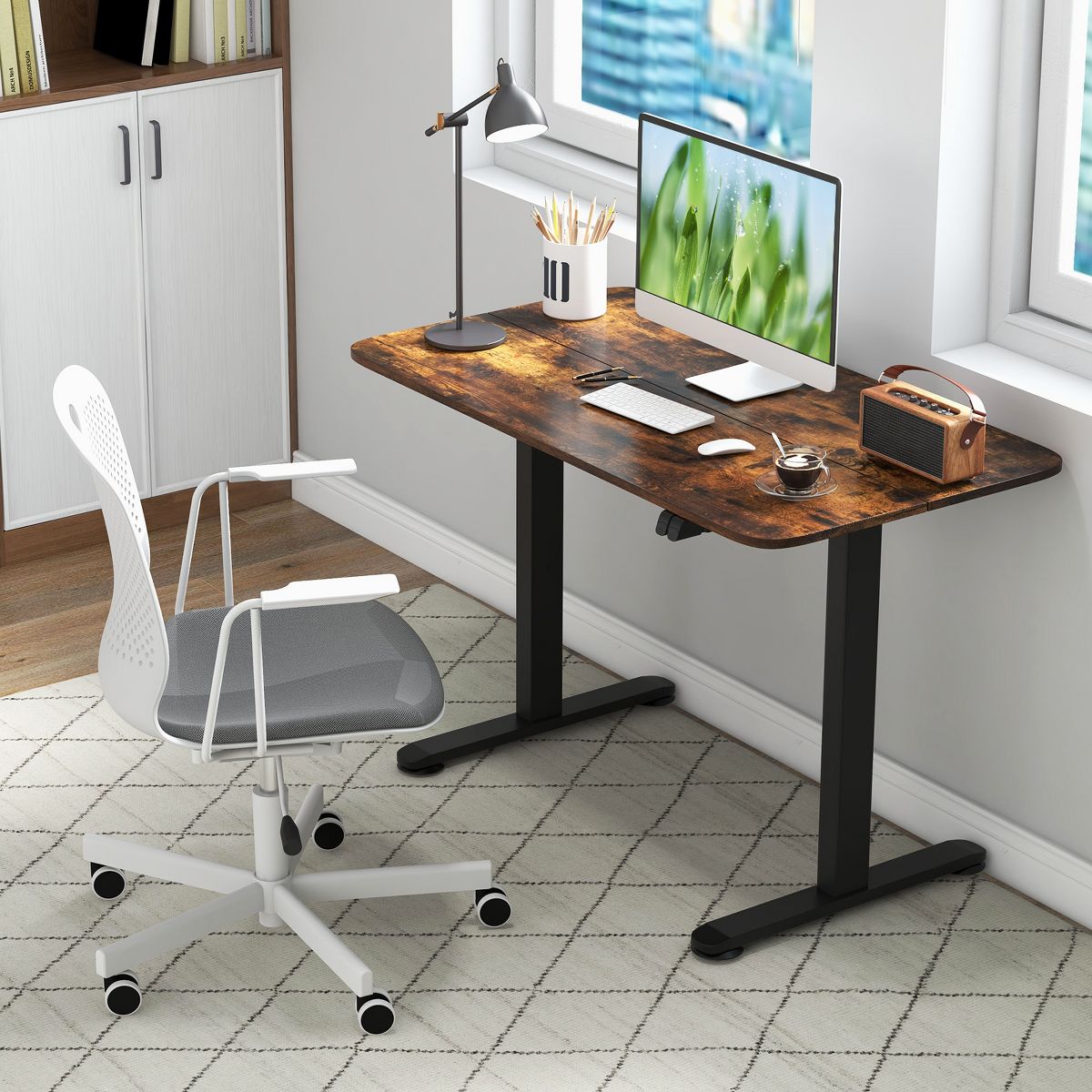 Costway Electric Standing Desk Height Adjustable Sit to Stand Computer Workstation Home Office