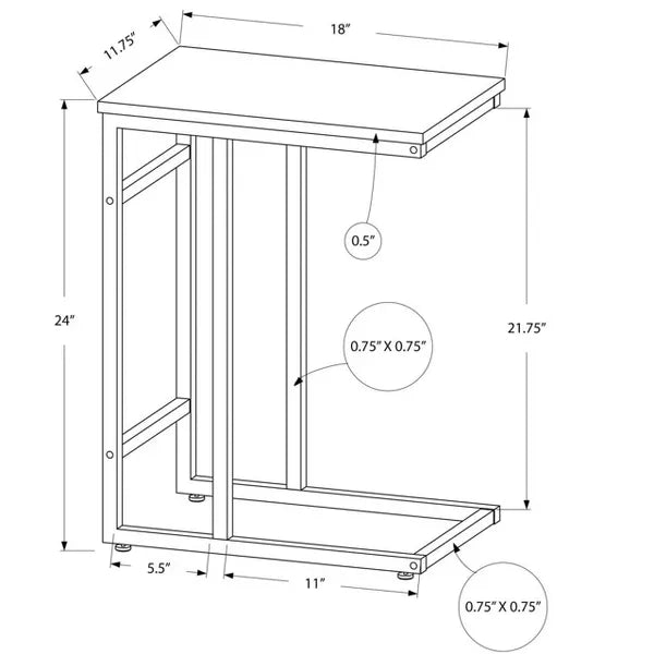 Grey Black End Side Table