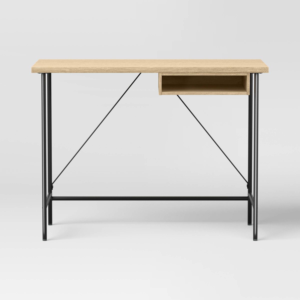 Wood and Metal Writing Desk with Storage Natural - Room Essentials