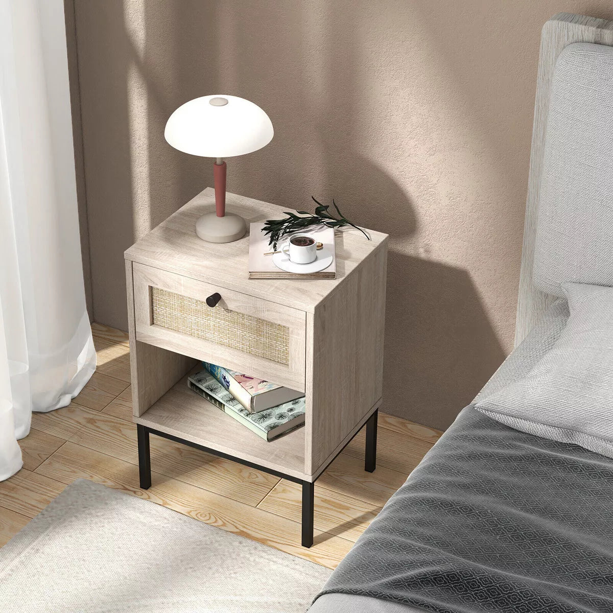 2PCS Rattan Nightstand