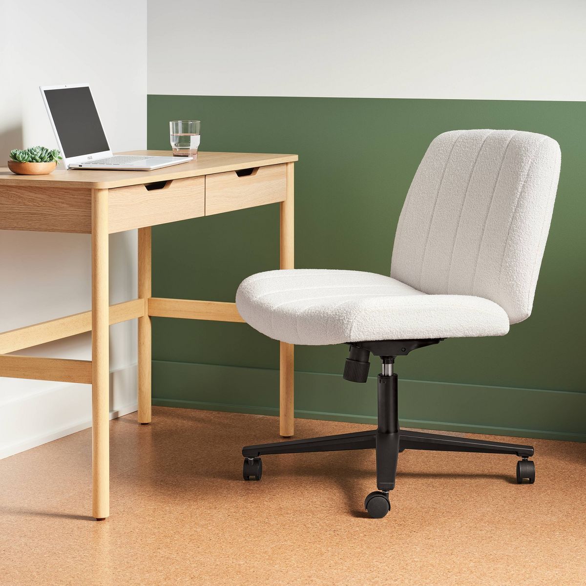 Upholstered Criss Cross Armless Office Chair Light Beige - Room Essentials