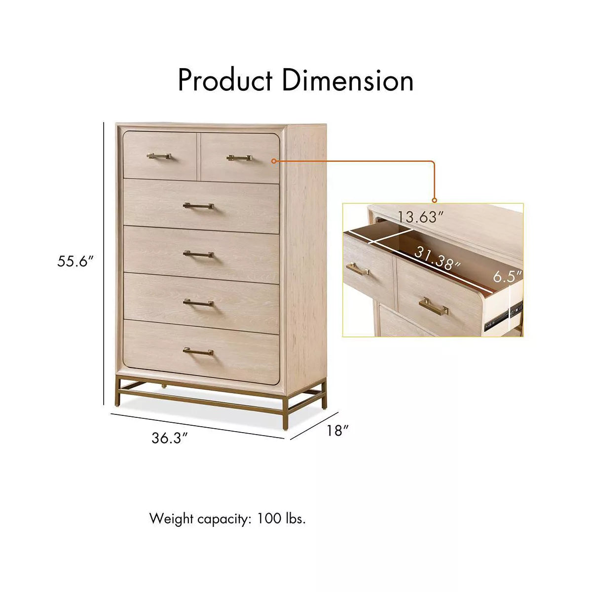 Boho 5 Drawer Oak