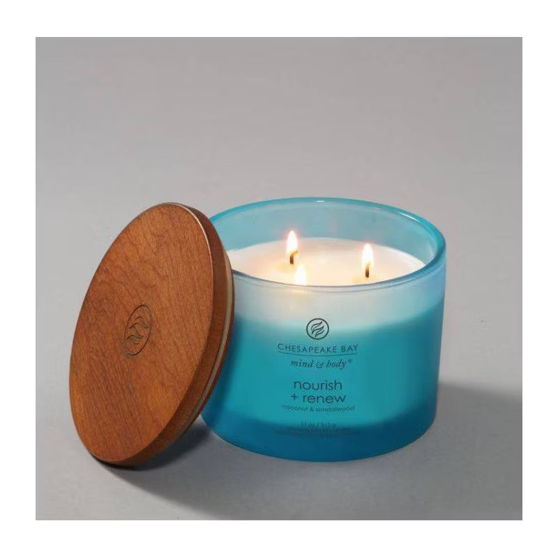 Nourish and Renew Mind and Body Frosted Glass Lidded Jar Candle