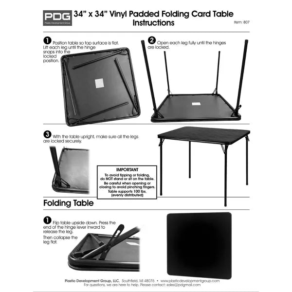 Folding Card Table Black