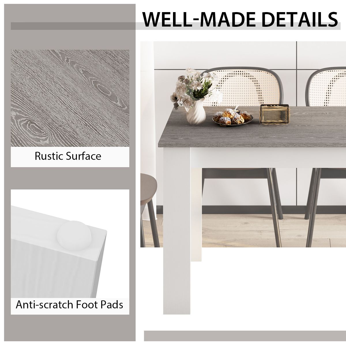 Costway Dining Table 47 Inch Dark Gray