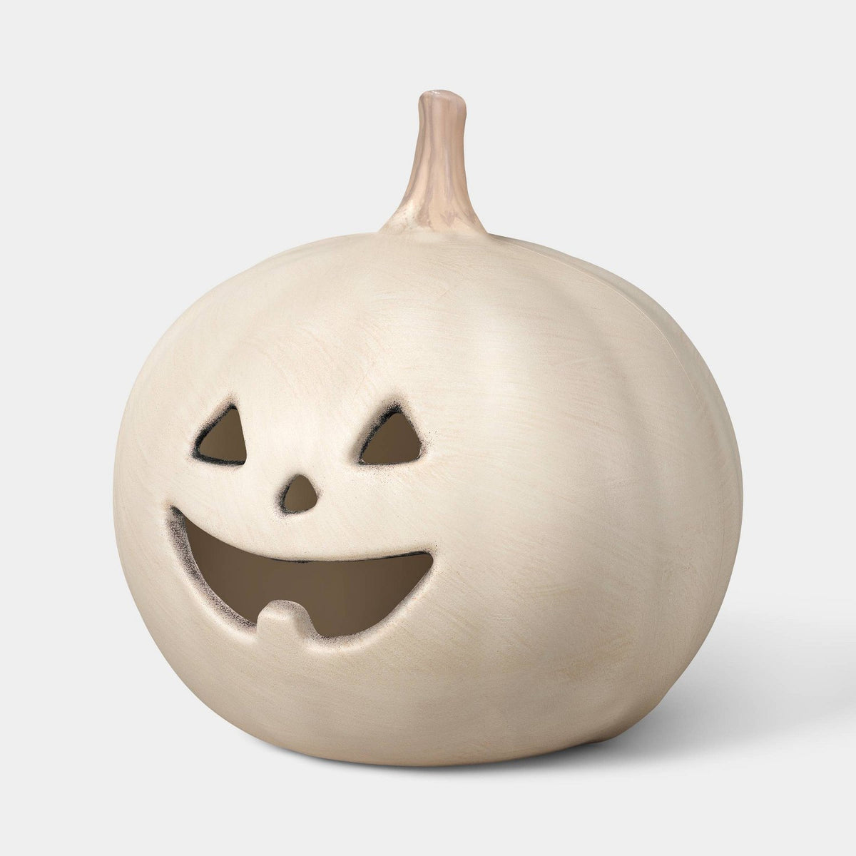 14 Inch Lit Jack-O'-Lantern Pumpkin with Timer, Off-White - image 3