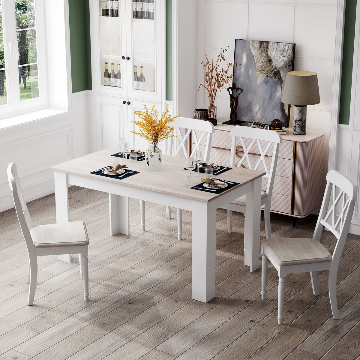 Costway Dining Table 47 Inch Light Gray