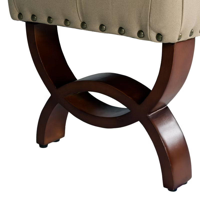 Carolina Tufted Bench with Nailhead Trim Cream