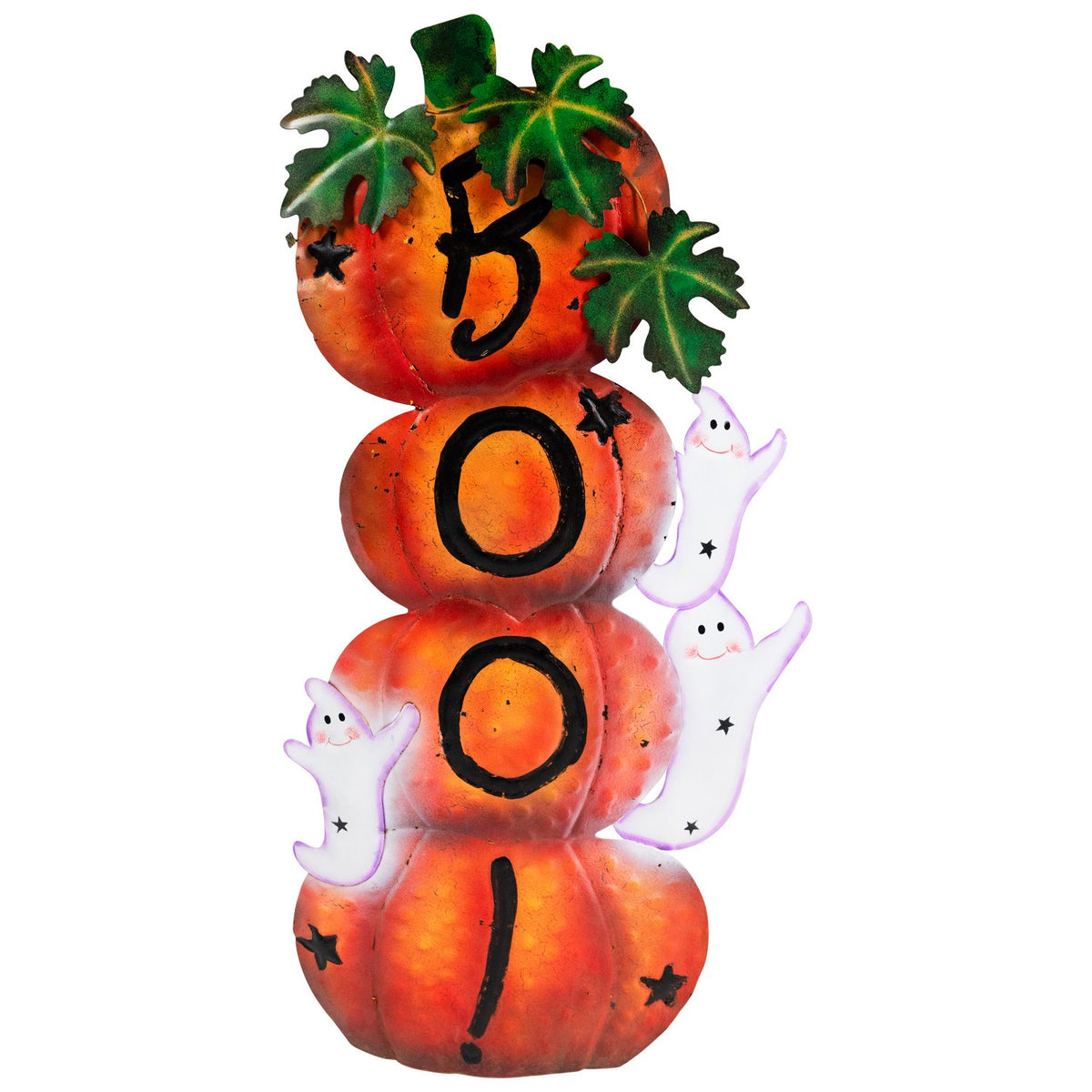 Stacked Boo Pumpkins with Ghosts Metal Halloween Porch Sign - 33 Inch - image 1