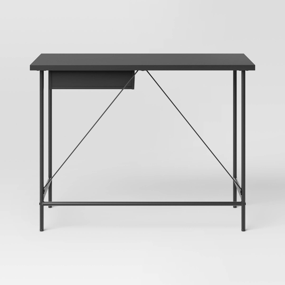 Wood and Metal Writing Desk with Storage Black - Room Essentials