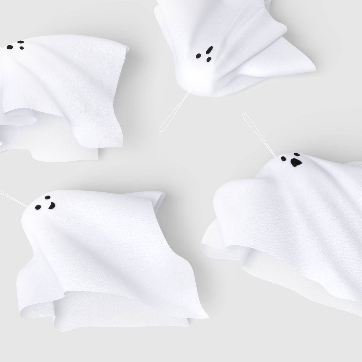 8 Piece Ghosts Decorative Accent Set, White - image 3
