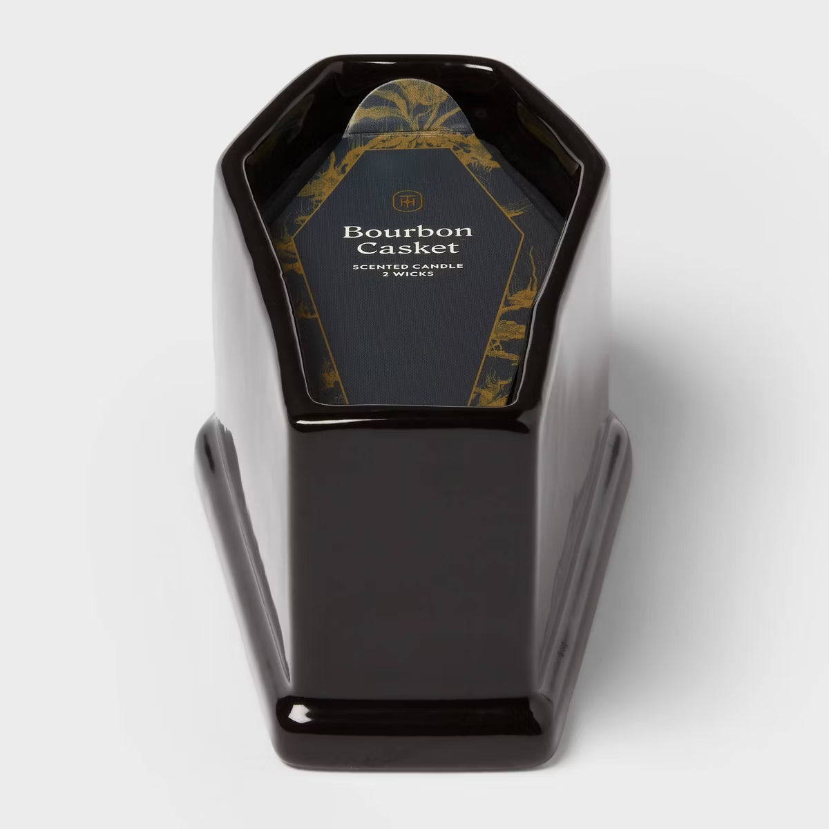 2 Wick Casket Shaped Filled Wax Candle Bourbon Casket 8oz