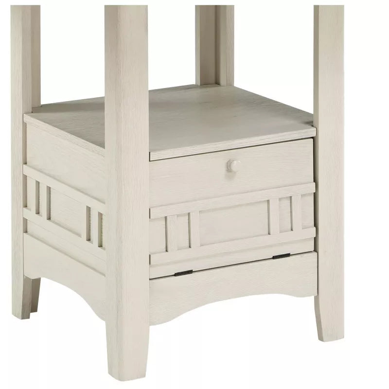 White nightstand with a drawer on a white background