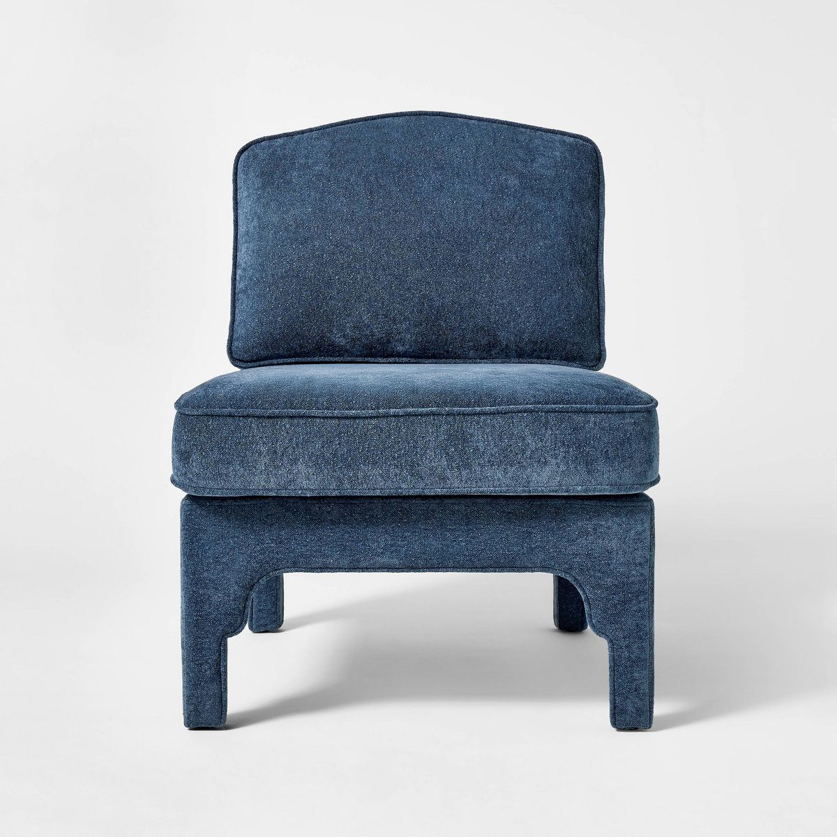 Vintage Inspired Slipper Accent Chair with Detailed Cutout Textured Velvet