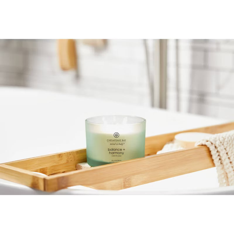 Balance and Harmony Mind and Body Frosted Glass Lidded Jar Candle