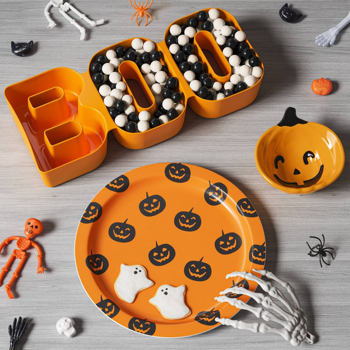 Halloween Figural BOO Serving Dish Orange - image 2