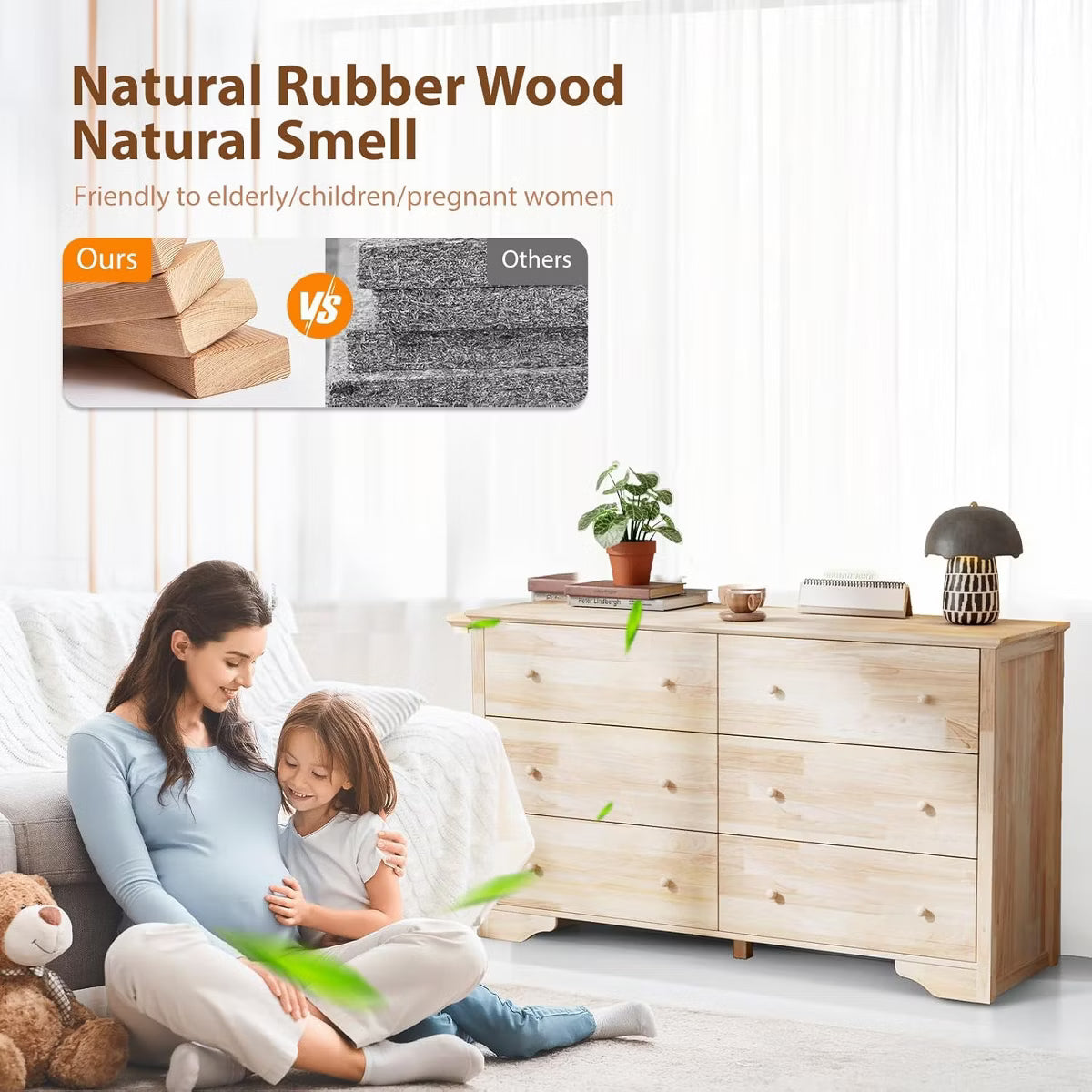 57" Unfinished Solid Wood Dresser for Color DIY