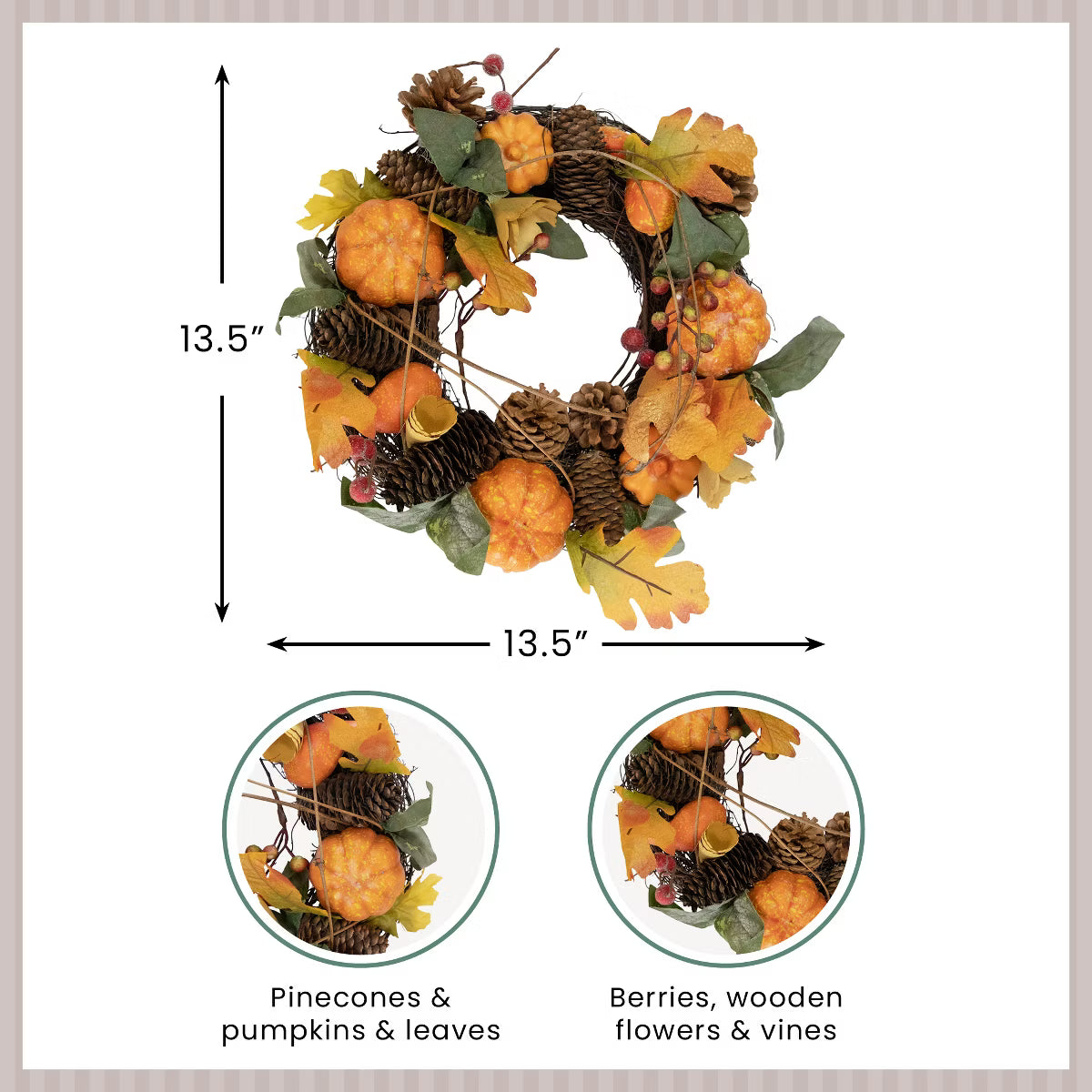 Vine and Pinecone Artificial Fall Harvest Small Twig