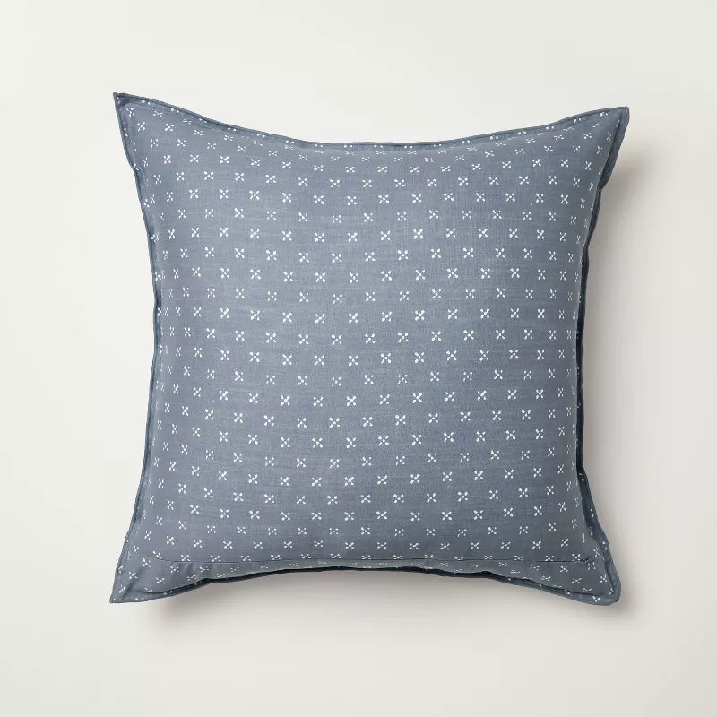 Blue Block Pattern Euro Square Throw Pillow