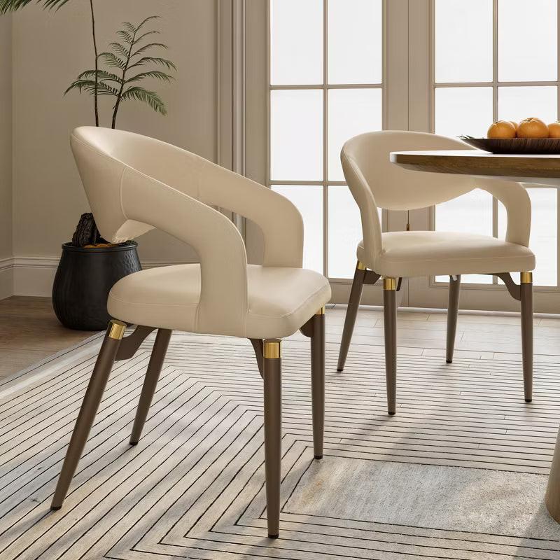 Modern Unique Design Dining Chairs Set of 2, Beige,20.06"D x 17.93"W x 33.06"H