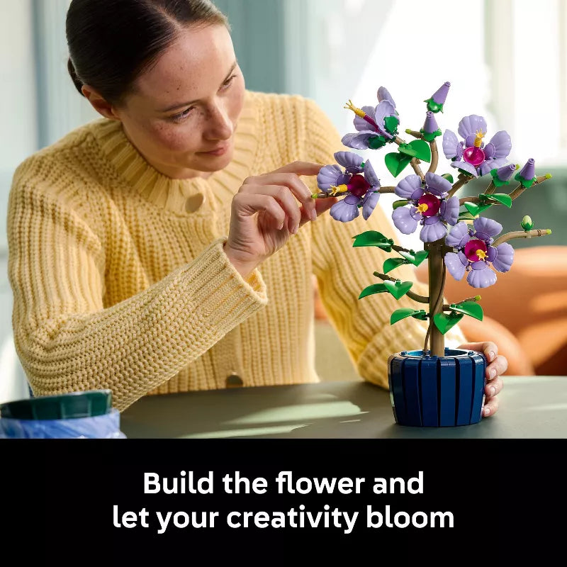 LEGO Botanicals Hibiscus Flower Building Set 10372 – Artificial Tropical Plant Decor Kit for Adults (660 Pieces)