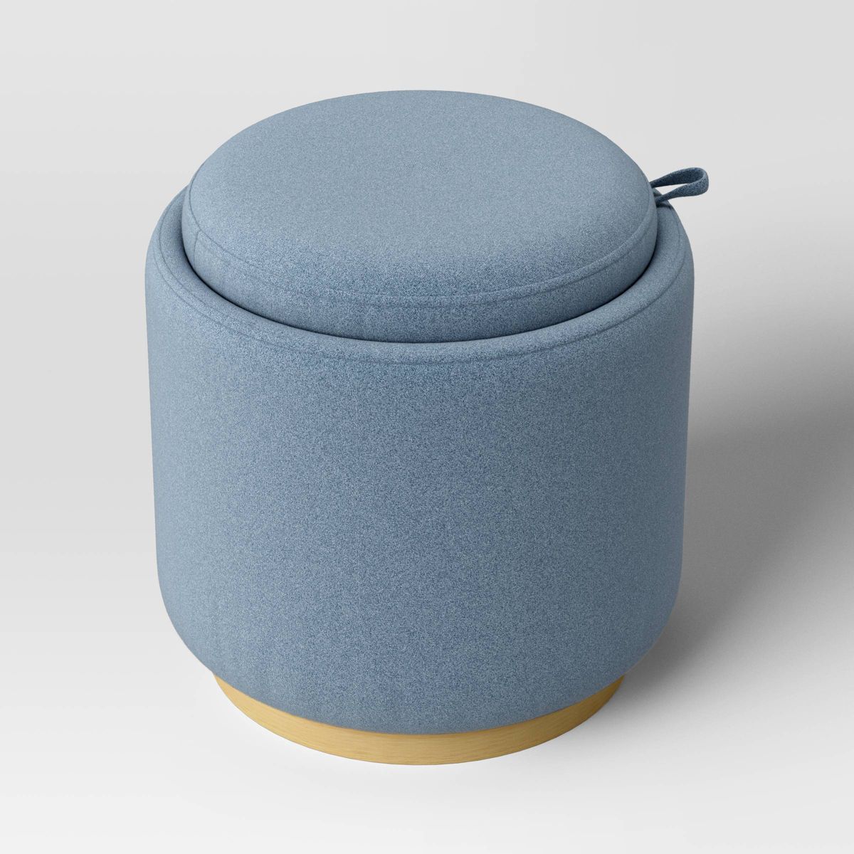Round Upholstered Storage Ottoman Blue - Room Essentials