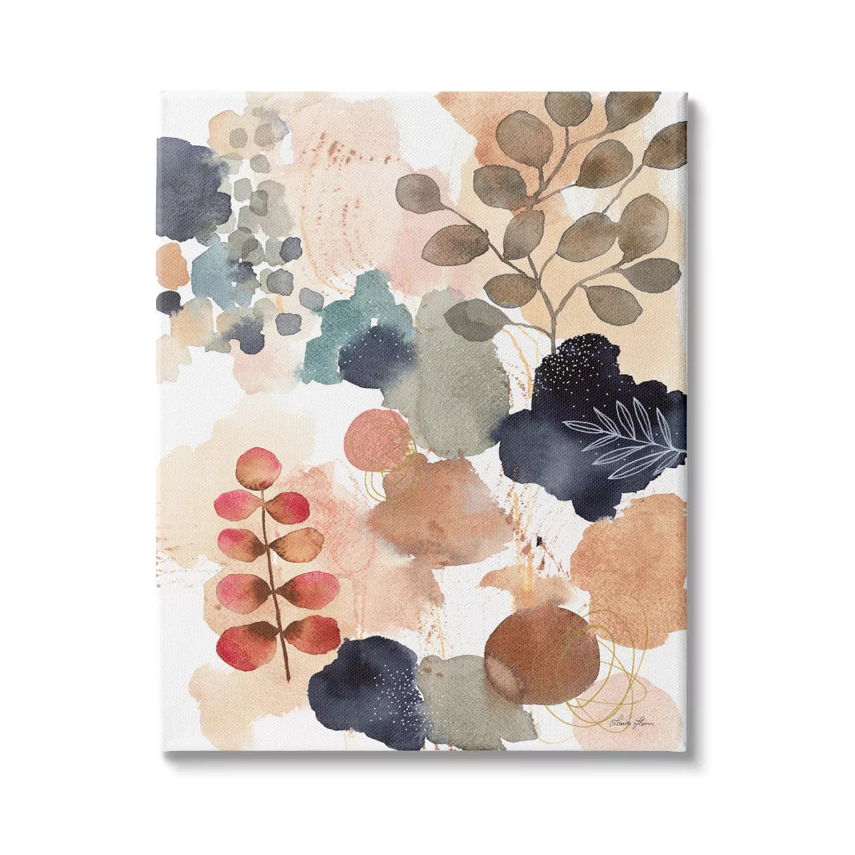 Decorative wall art with abstract floral design on a white background