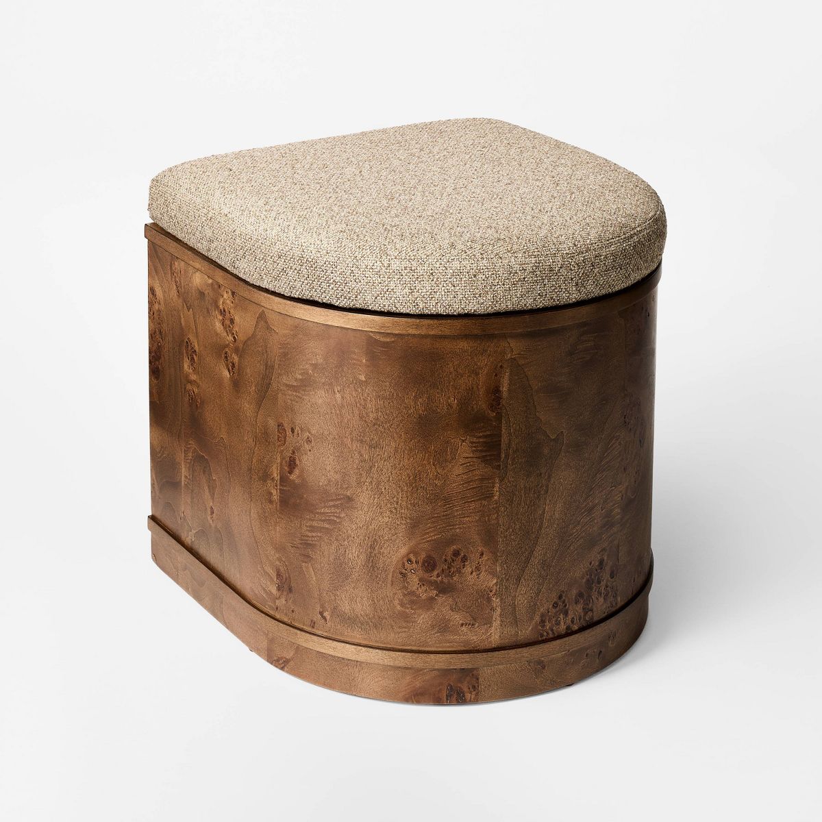 Burled Wood Upholstered Storage Ottoman Dark Brown - Threshold™